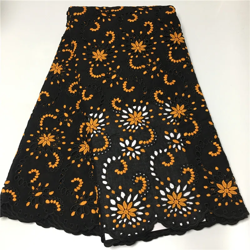 

5 yard Swiss lace fabric 2019 latest heavy beaded embroidery African cotton fabrics Swiss voile lace popular Dubai style 2L11226
