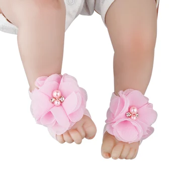 

2020 New Cute Baby Girls Barefoots Sandals Elastic Force Foot Flower Feet Accessories
