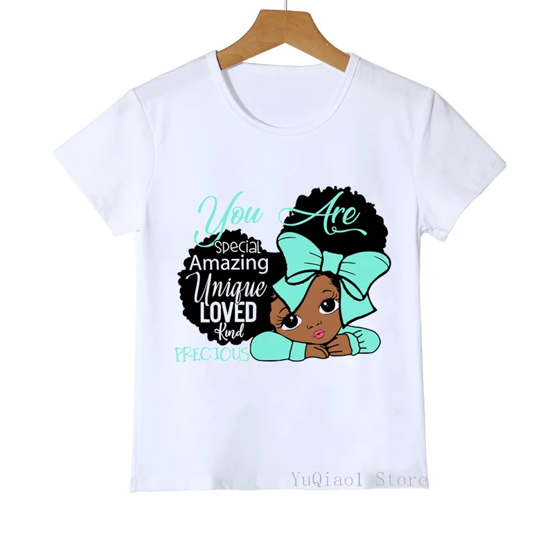 You Are Special Cute African American Melanin Princess Print Children's T-Shirts White Summer Top Tee Black Girl Magic Clothes