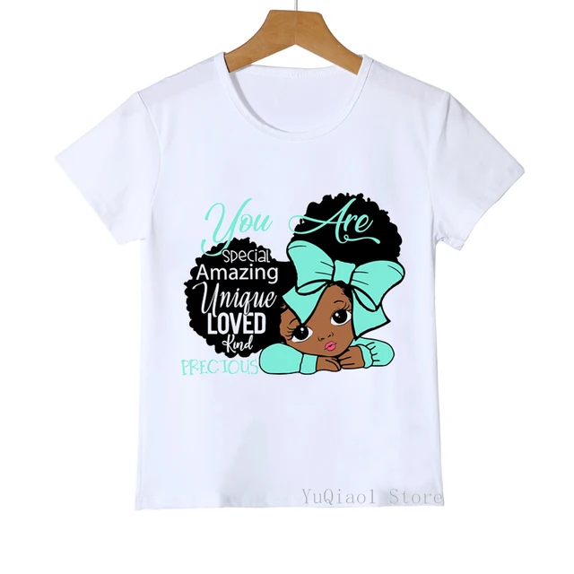 You Are Special Cute African American Melanin Princess Print Children's T-Shirts White Summer Top Tee Black Girl Magic Clothes 00607187T