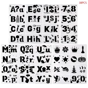 

38pcs/set Numbers Letters Drawing Template Stencil Painting Embossing Scrapbook