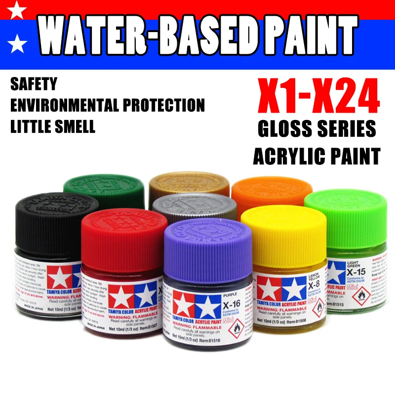 Acrylic Paint 10ml Gloss Series Water-Based Propylene X1-X24 Colors For Assembly Model Gundam Military Model