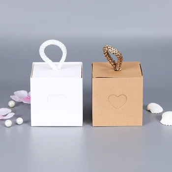 

10pcs Favor Candy Box New Craft Paper Heart-to-heart Wedding Favor Gift Boxes pie Party Box bags eco friendly kraft promotion