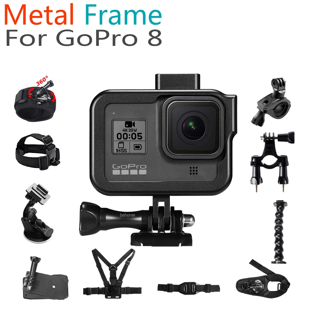 Для Gopro Hero 8 металлическая рамка велосипедная камера крепление защитная рамка набор для Gopro Hero 8 чехол для экшн-камеры аксессуары