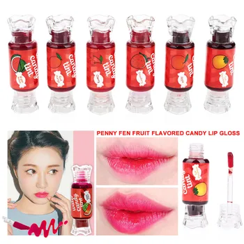 

Long Lasting Lipgloss Waterproof Candy Dyeing Liquid Lip Tint Lip Gloss with Fruits Flavour Lip Blam Moisturizer Lipstick