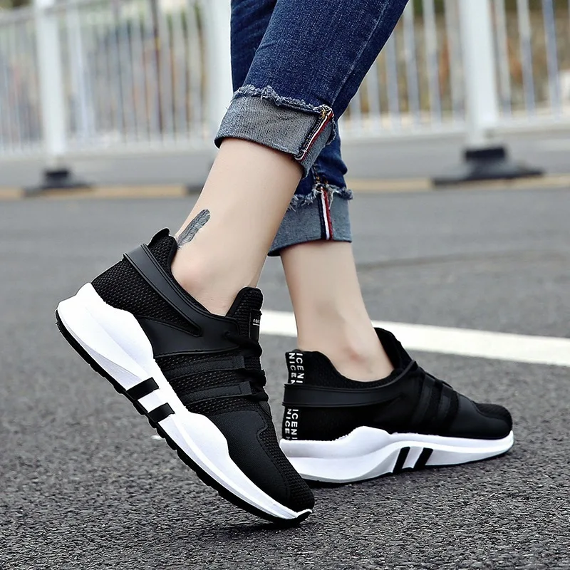 

Women Shoe Black And White with Pattern Running Canvas Sneakers Women's 2019 Autumn New Style Versatile Junior High School