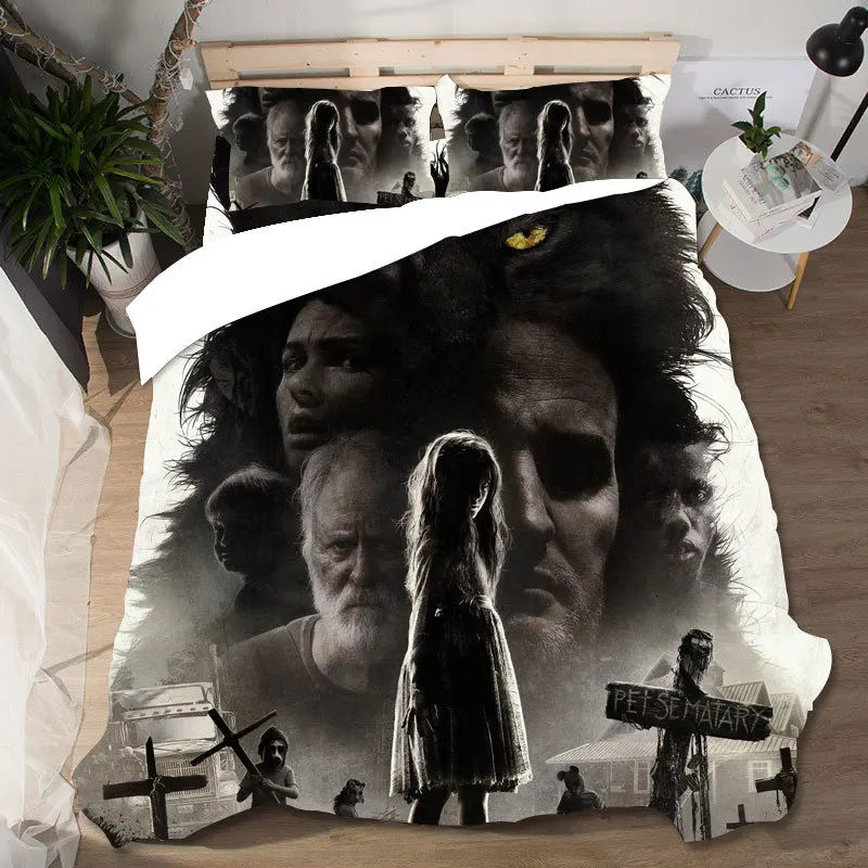 Edredon Pet Sematary King size 3D постельное белье s домашний текстиль пододеяльник простыни с черепом Комплект постельного белья наволочки постельное белье