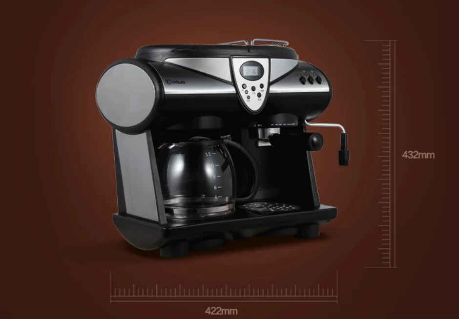 1.5L офисная автоматическая кофемашина Expresso, американская кофейная машина, кофейник, паровой пузырьковый вспениватель молока, 20 бар, ЖК-экран