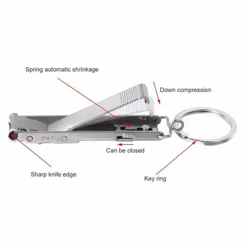 

1PC Popular Foldable Stainless Steel Nail Clipper Ultra-thin Manicure Keyring Tool Trimming Manicure with D4B2
