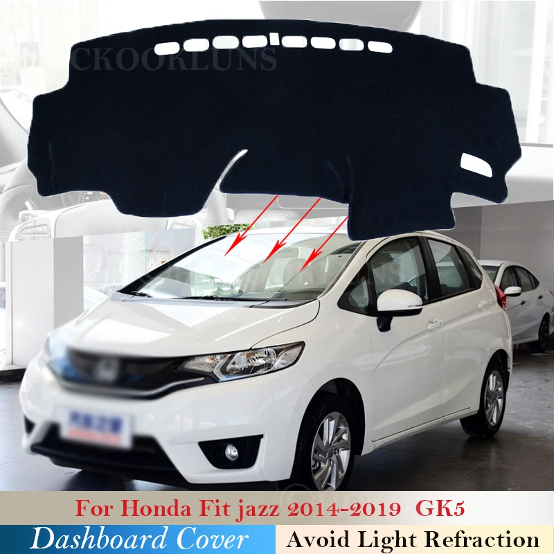 Black Dashboard Cover Dash Cover Mat Dash Pad  For  Honda Fit 2014-2019