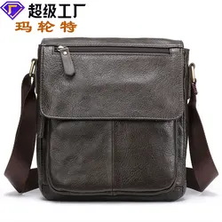European and American Men's Real-Leather Bag Shoulder Bag Men's Messenger Bag First Layer Cowhide Casual Flip Leather Bag