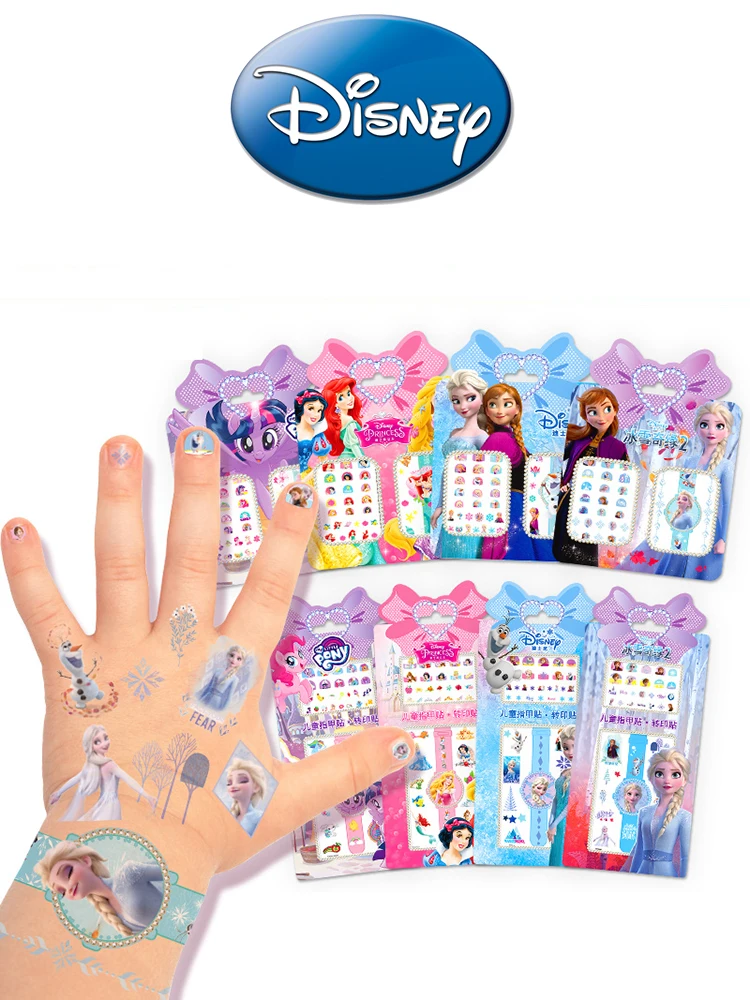 

Cartoon Disney Frozen 2 Elsa Anna Girls Makeup Toy Nail Stickers Princess Sofia Pony Tattoo Sticker Kids Pretend Play Toy