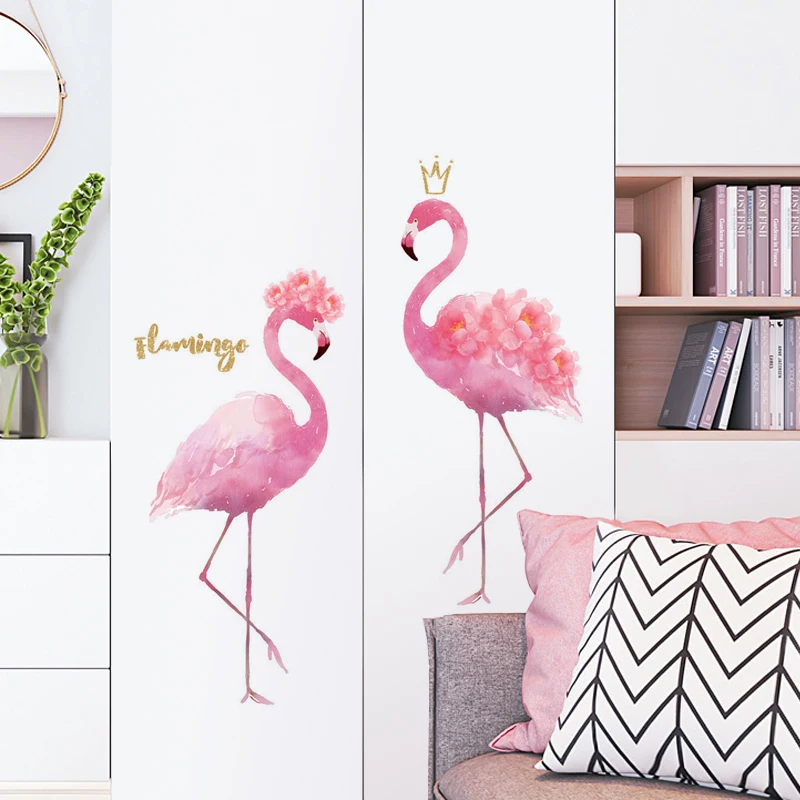 Love Flamingo Wall Sticker Girl Room Decoration Bedroom Decor Wedding Background Wall Decor Adesivi Autoadesivi Home Decor