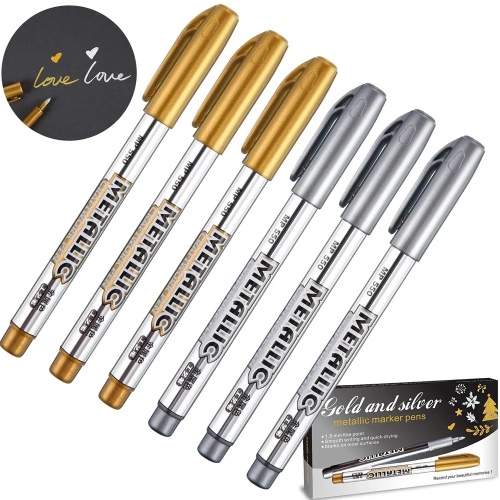 Painting Pens Marker Pens Paint Markers Gold Silver Metallic Marker Pens Permanent