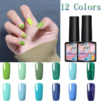 

MAD DOLL 8ml Blue Green Series Gel Nail Polish Soak Off UV Gel Polish Varnish One-shot Nail Color Manicur Nail Art Gel