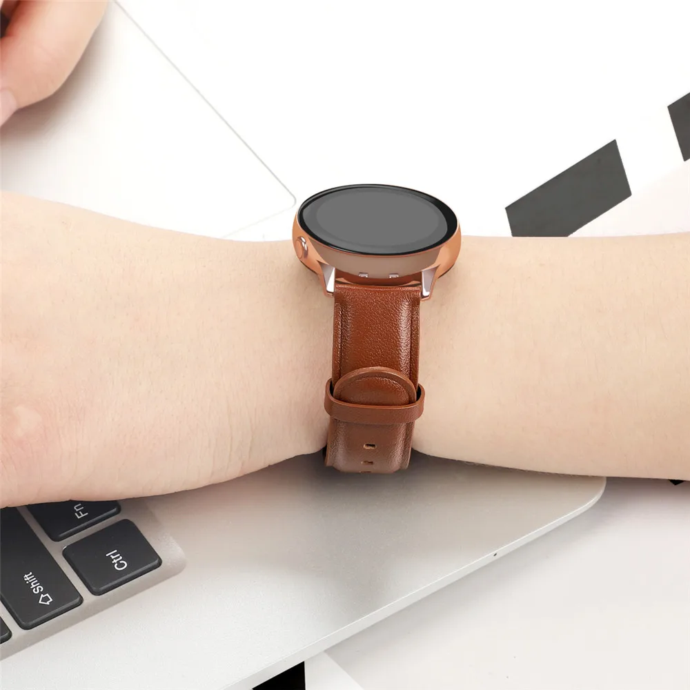 Ремешок для часов 20 мм 22 мм из натуральной кожи для samsung Galaxy Watch 42 мм 46 мм Active 2 gear S3 ремешок браслет для huawei Watch GT