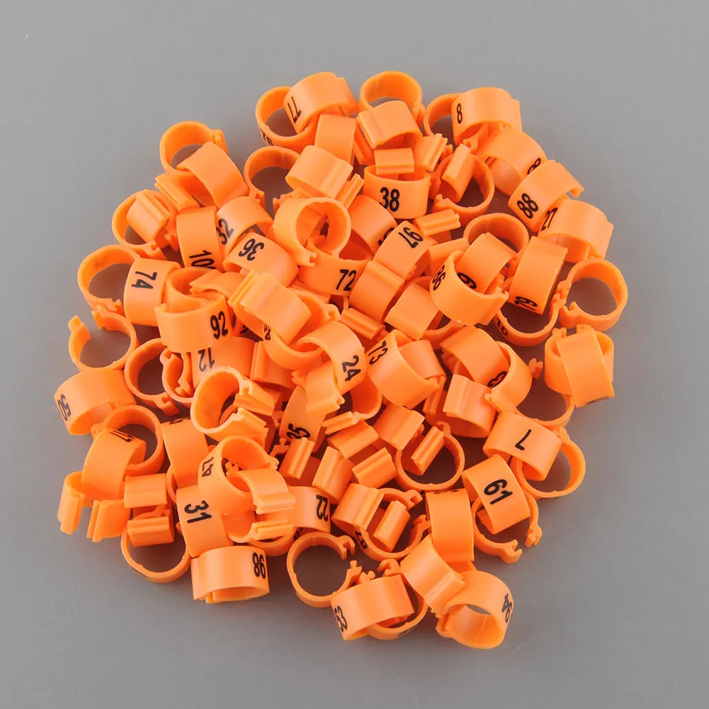 orange 100 шт Птицы кольца для лап птица цыплят Утка Курица кольца клип 1-100 пронумерованные - Цвет: orange