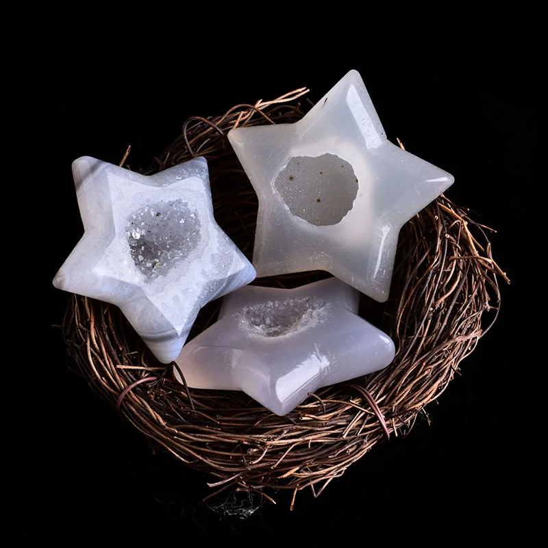 

1PC natural crystal agate five-pointed star gem material wedding and new year decorations Christmas gifts decorative accessories