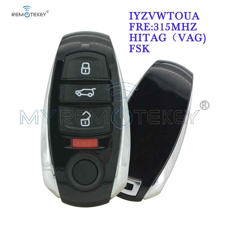 Remtekey 4 Button 315Mhz FSK Model  IYZVWTOUA for Volkswagen Touareg Smart Car Key 2011 2012 2013 2014 2015 2016 kigoauto smart car key yzvwtoua for volkswagen touareg 2011 2012 2013 2014 2015 2016 2017 4 button 315mhz remote key