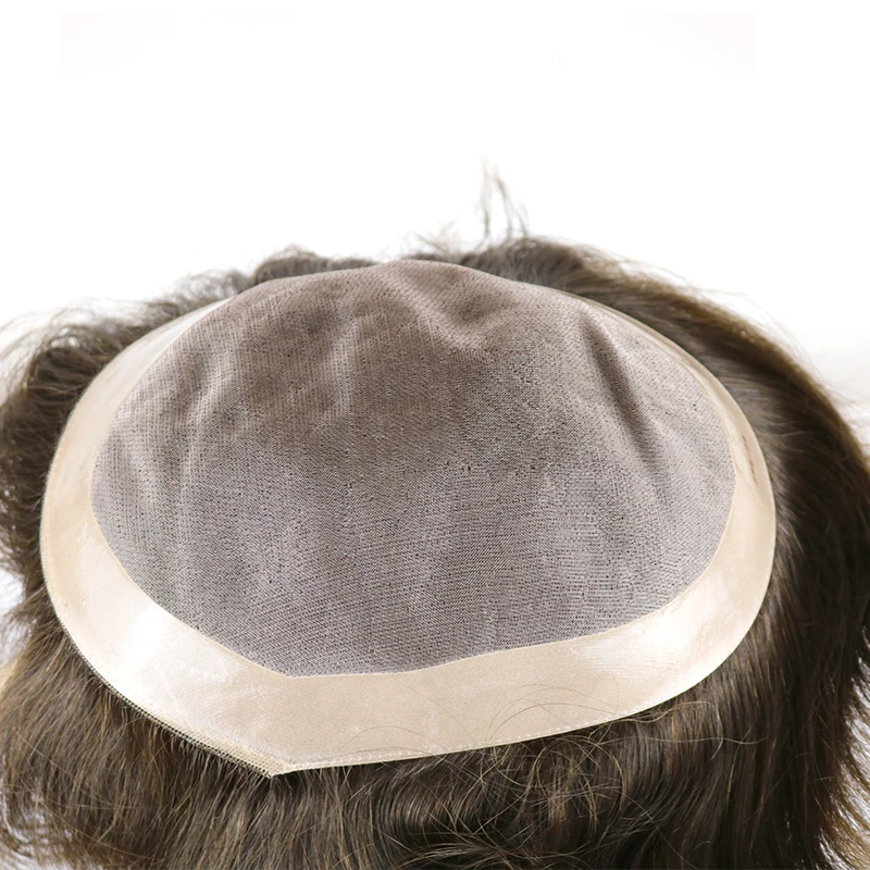 Medium Brown Fine Mono Men's Toupee Nautral Men's Hair Piece Human Hair Replacement 6x8 7x9 8x10 Free Shipping