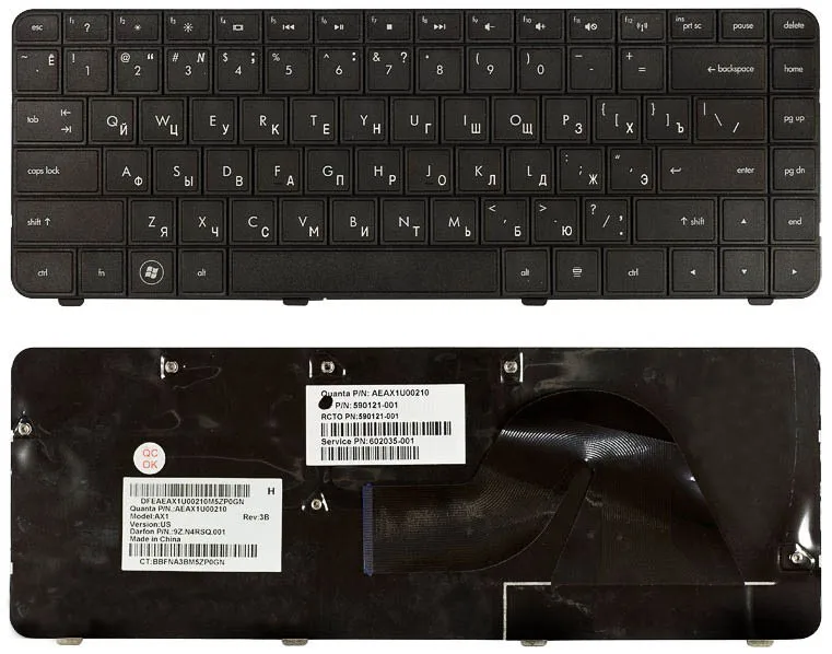 Клавиатура для HP Compaq Presario CQ42 CQ42-100 CQ42-200 G42-300 Series p/n: AEAX1U00210 9ZN4RSQ.001 590121-001 русская |