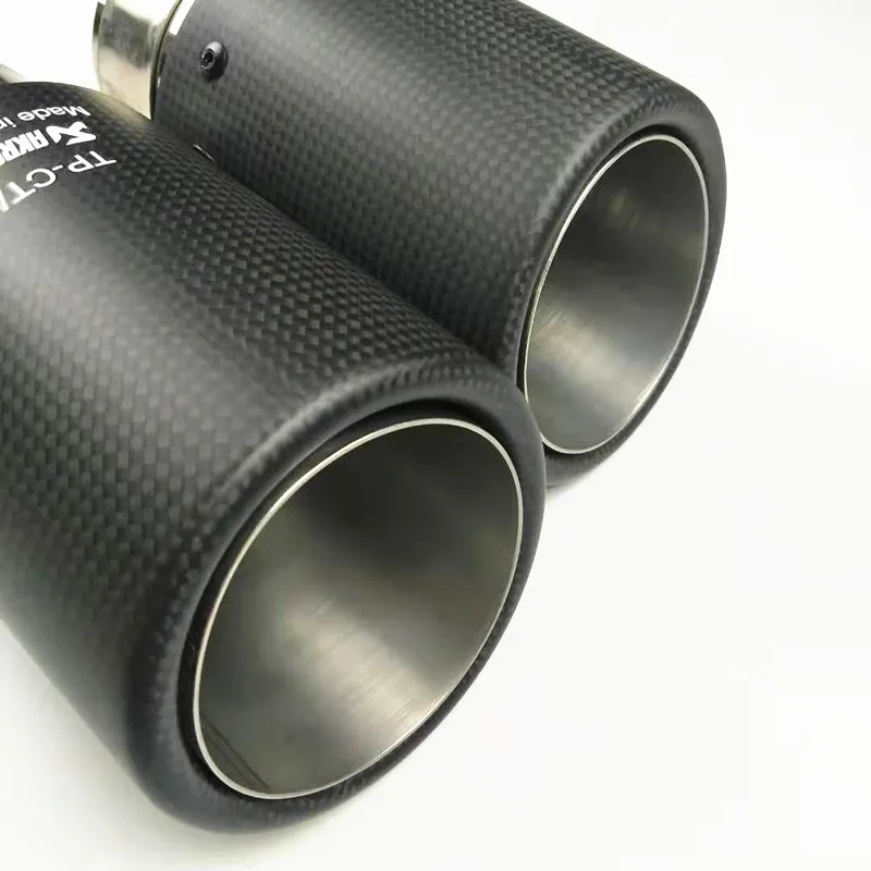 Promotion: 2PCS Car styling Exhaust tip matte carbon fiber muffler end pipe stainless steel Universal Akrapovic Exhaust Tip