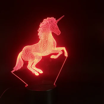 

3D Lamp Animal The Unicorn Bluetooth Speaker Base Atmosphere Color Changing with Remote Battery Powered Usb Led Night Light Lamp