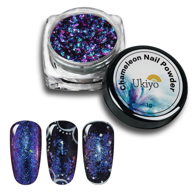 Box Chameleon Powder Need Black Base 3D DIY Flakes Sequins Nail Glitter Powder Chrome Pigment Nail Art Decorations
