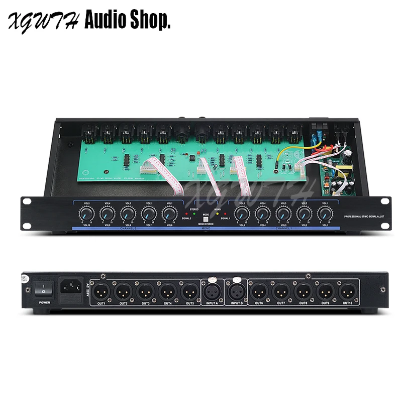 Audio Signal Splitter 2 Input 12 Output Sub-signal