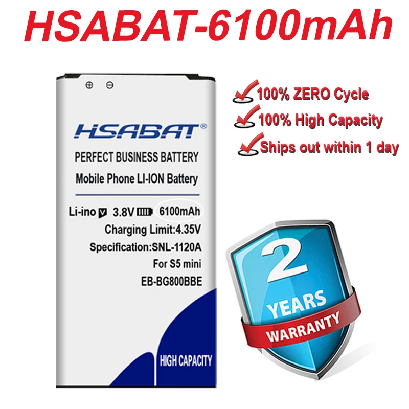 HSABAT 6100mAh EB-BG800BBE EB-BG800CBE аккумулятор для Samsung GALAXY S5 mini S5MINI G800 G870a G870W G800F G800H G800A G800Y G800R |
