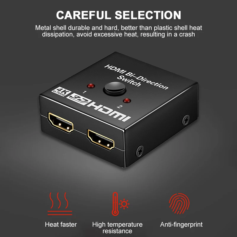 1080P HDMI Сплиттер 4K HDMI адаптер Поддержка 3D 1 в 2 выход или 2 в 1 выход двунаправленный коммутатор для DVD Mac ноутбука ТВ монитор и т. Д