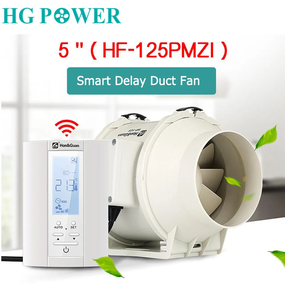 220V 5'' Smart Inline Duct Fan & Humidistat and Timer Bathroom
