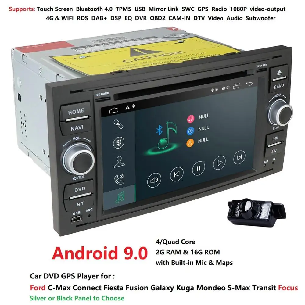 Автомобильный dvd плеер Android 9 0 DAB + 2din в тире для Ford Transit Focus Connect S MAX Kuga Mondeo с