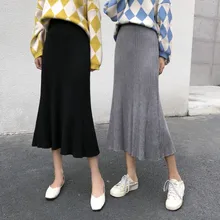 Сделать видео хан издание джокер чистый цвет# Вязание бюст юбка высокой талии длинная эластичная плиссированная юбка для женщин