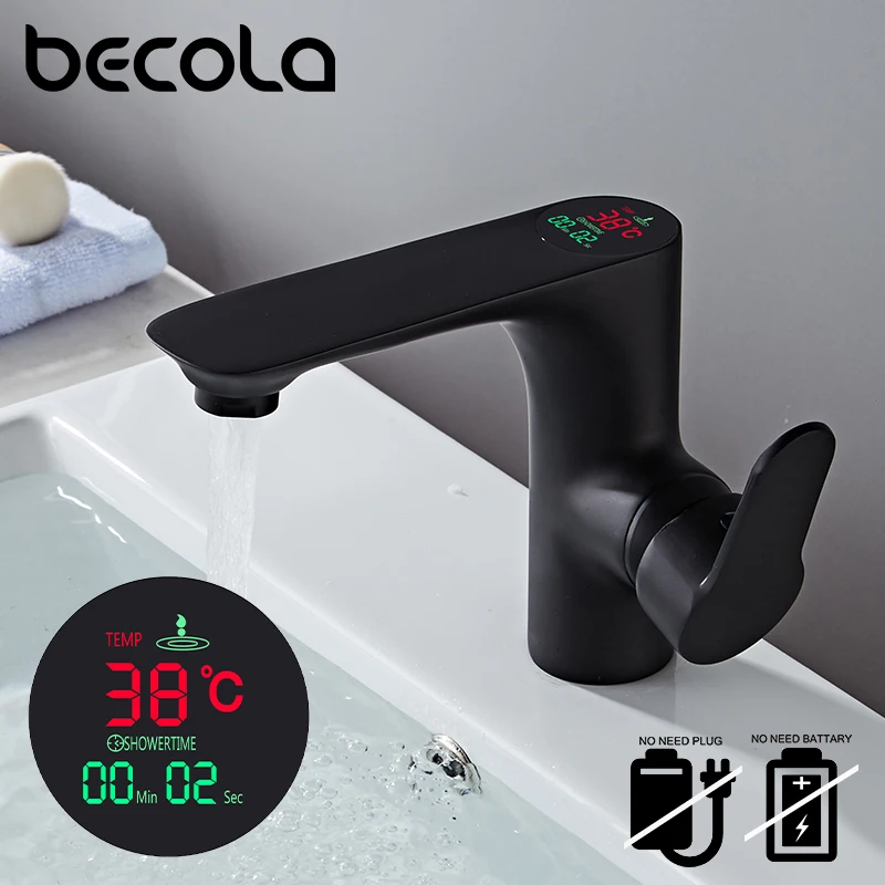 BECOLA светодиодный смеситель для ванной комнаты с цифровым дисплеем и датчиком
