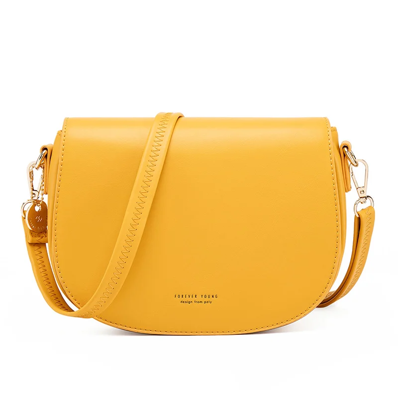 Fashion Bags Ladies Luxury Bags Vintage Saddle Female Bag Yellow Shoulder Bag With Adjustable Strap