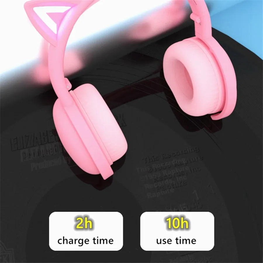 Kids Bluetooth 5 0 Headphones LED Light Cat Ears Headset Wireless Earphone HIFI Stereo Bass Headphone with Microphone For Kids