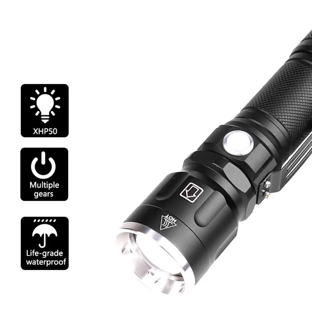 Handheld LED Flashlight With Telescopic Zoom Outdoor Water Resistant Torch 18650 Flashlight LED Torch Waterproof Torch