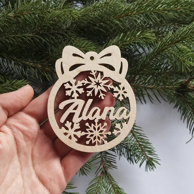 CHRISTMAS decor Pendant custom wood Christmas baubles personalized ornament laser cut names CHRISTMAS custom gift tags