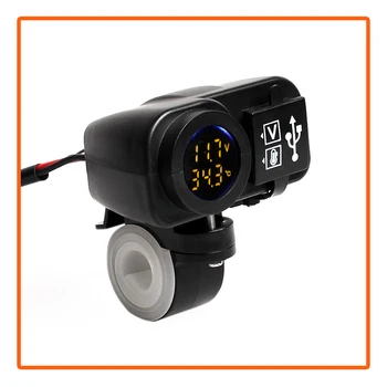 

Motorcycle Digital Display Waterproof Phone Charger Dual USB Charger Voltmeter Thermometer For Cell Phone