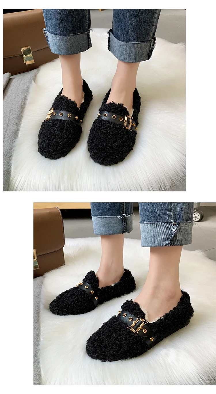 Mocasines Mujer; коллекция года; женские лоферы; модная обувь в горошек; короткая плюшевая женская обувь; женская теплая хлопковая обувь; Женская U16-48