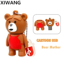 Супер мини USB флеш-накопитель 128 ГБ с мультяшным медведем, мать, флешка, 32 ГБ, Usb 2,0, 4 ГБ, 8 ГБ, флеш-накопитель, 16 ГБ, флеш-память, 64 ГБ, диск с животными