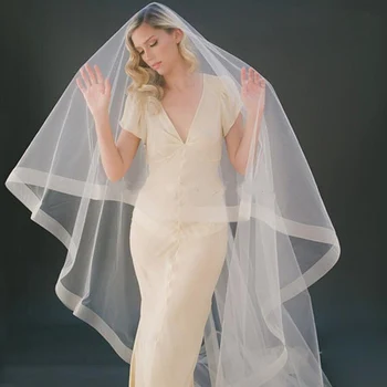 

2020 Real 3m Long Champagne Cathedral Veil Wedding Veil Gold Bridal Veil No Comb 1 Layer Wedding accessories