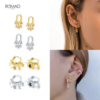 

Ins Simple Star Tassel Hoop Earrings For Women Silver Gold Color Earrings oorbellen 2020 New Trendy 925 Sterling Silver Earrings