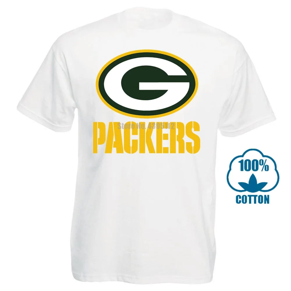 Белый Футболка The Packers, профессиональная команда американских футболистов, черная футболка,, хлопковые футболки с коротким рукавом, мужская одежда - Цвет: Белый