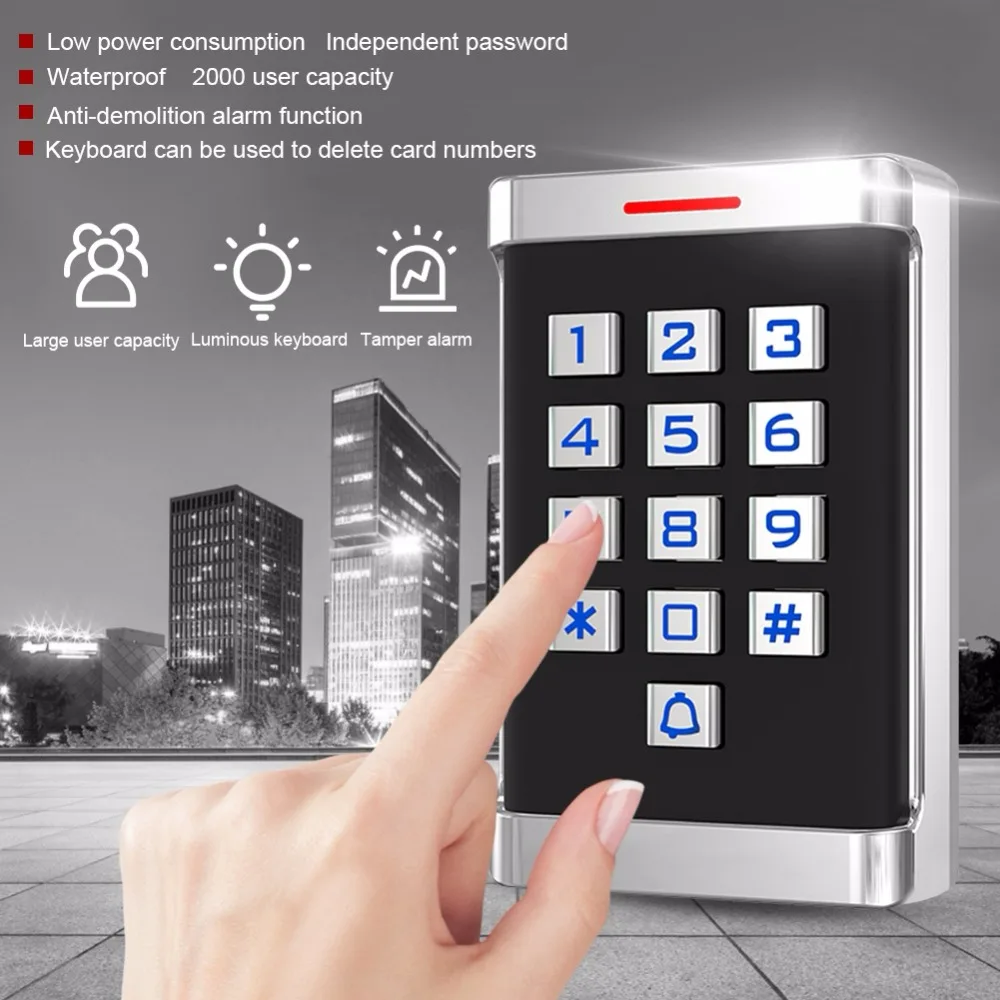 125 кГц RFID Wiegand 26 дверь металлическая машина контроля доступа с 10 ID карты DC12V-24V