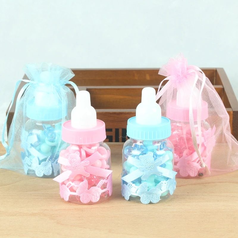 one bottle+ 30pcs Acrylic Baby's Nipples birthday party accessories kids Christening Baptism favors girl baby shower souvenir