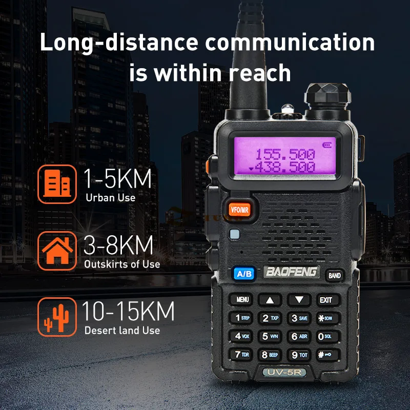 Оригинальный 8 Вт UV 5R иди и болтай Walkie Talkie “иди 10 км Baofeng uv5r CB Охота радио uv 5r 9R 82 8HX