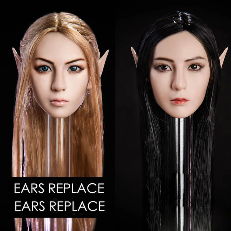 1/6 Scale Female Beauty Head Carving Fairy Can Replace Ears Mixed-race Beauty Head Sculpt Model For 12 '' Action Figure Accessor photo