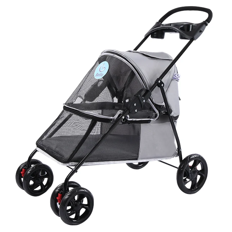 Four Wheel Small Pet Stroller Carrier for Little Dog and Cats Super Light and Breathable Oxford Pet Strollers Bearing 15KG Four Wheel Small Pet Stroller Carrier for Little Dog and Cats Super Light and Breathable Oxford Pet Strollers Bearing 15KG